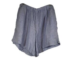 Tahari Light Blue Linen Blend Relaxed Shorts